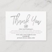 Moderne Silver Foil Script Business Hartelijk dank Informatiekaartje (Voorkant)
