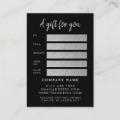 Moderne Silver Foil Script Cards Certificate Cards Visitekaartje (Voorkant)