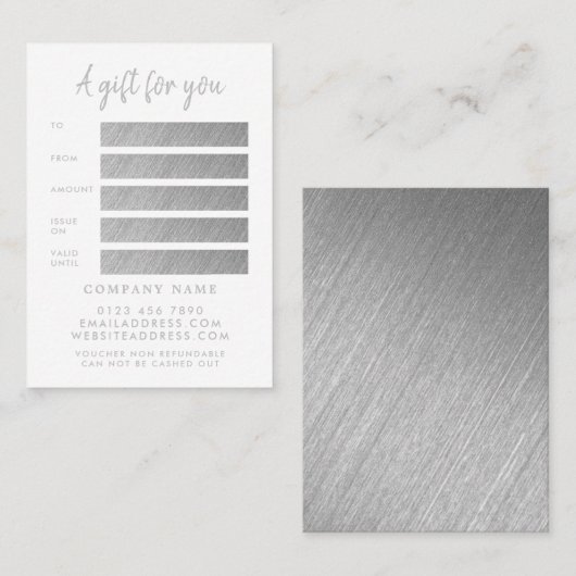 Moderne Silver Foil Script Cards Certificate Cards Visitekaartje (Voorkant / Achterkant)