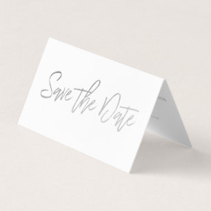 Moderne Silver Foil Script Photo Save the Date Car Visitekaartje