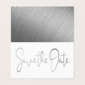 Moderne Silver Foil Script Photo Save the Date Car Visitekaartje (Buitenkant ongevouwen)