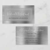 Moderne Silver Foil Virtual Assistant Visitekaartje (Voorkant / Achterkant)