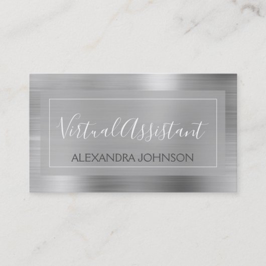 Moderne Silver Foil Virtual Assistant Visitekaartje (Voorkant)