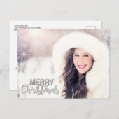 Moderne Silver Glitter Kerstfeestdag FOTO Briefkaart (Voorkant / Achterkant)
