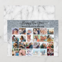 Moderne Silver Glitter Marble Elegant Script Photo