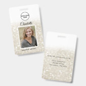 Moderne Silver-Gold Glitter werknemer Foto ID Badge (Voor- en achterkant)
