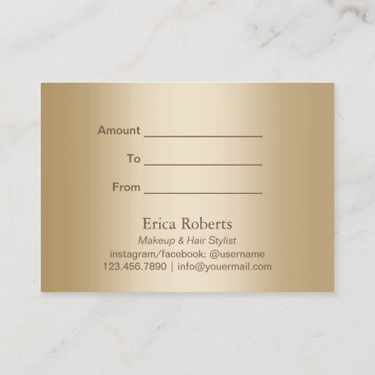 Moderne Silver & Gold Salon Spa Cadeaubonnen Kortingskaartje (Achterkant)