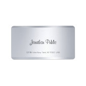 Moderne, Silver Hand Script Simple Address Etiket (Voorkant)
