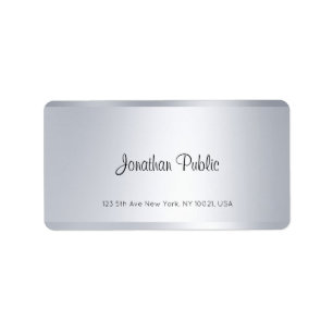 Moderne, Silver Hand Script Simple Address Etiket