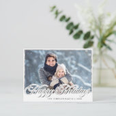 Moderne Silver Holiday FOTO-kerstgroet Briefkaart (Staand voorkant)