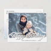 Moderne Silver Holiday FOTO-kerstgroet Briefkaart (Voorkant / Achterkant)