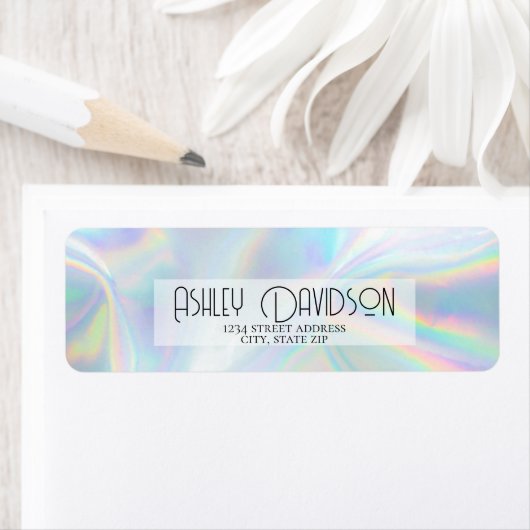 Moderne Silver Holographic Return Address Label (Insitu)