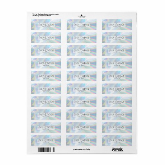 Moderne Silver Holographic Return Address Label (Full Sheet)