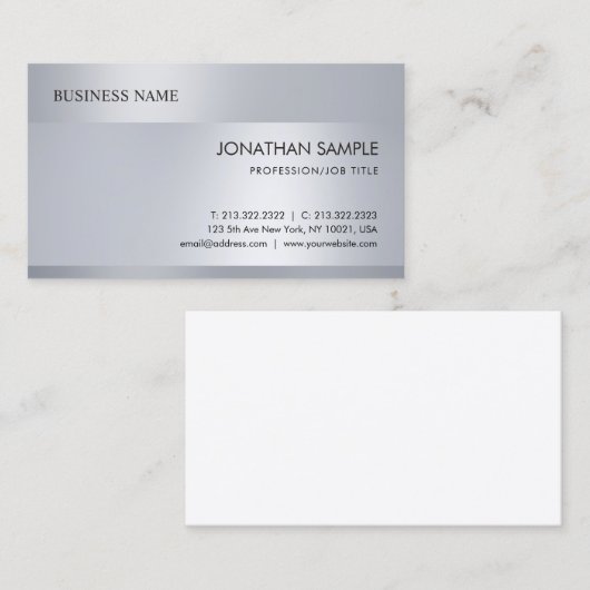 Moderne, Silver-look minimalistisch Professional Visitekaartje (Voorkant / Achterkant)