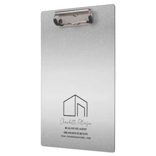 Moderne Silver Metal Custom Real Estate Agent Klembord (Links)