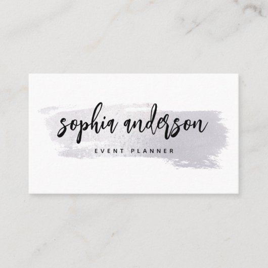 Moderne Silver-penseellijn en -script op wit Visitekaartje (Voorkant)