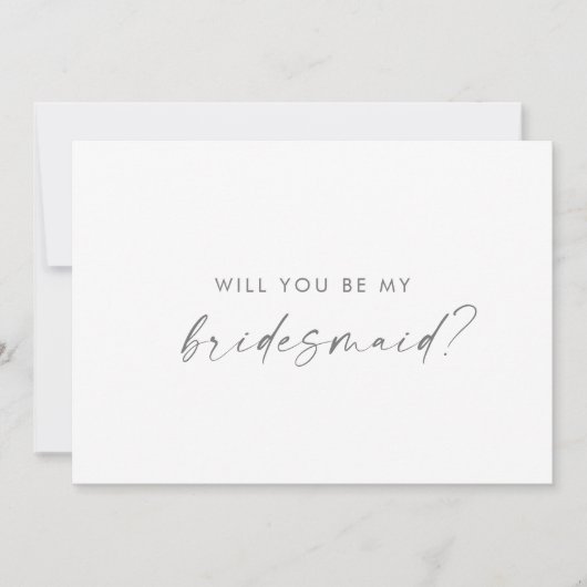 Moderne Silver Script Bridesmaid proposal Kaart (Voorkant)