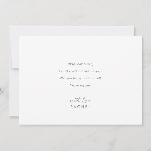 Moderne Silver Script Bridesmaid proposal Kaart (Achterkant)