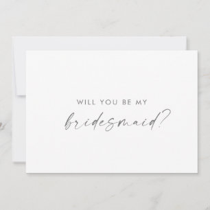 Moderne Silver Script Bridesmaid proposal Kaart