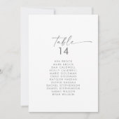 Moderne Silver Script Table Number Seating Chart (Voorkant)