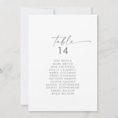 Moderne Silver Script Table Number Seating Chart (Achterkant)