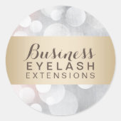 Moderne Silver Sparkles Gold Striped Salon Busines Ronde Sticker (Voorkant)
