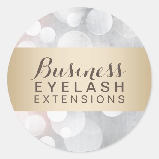 Moderne Silver Sparkles Gold Striped Salon Busines Ronde Sticker (Voorkant)