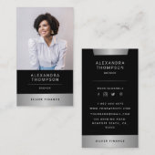 Moderne Silver Stripe Professional-foto van elegan Visitekaartje (Voorkant / Achterkant)