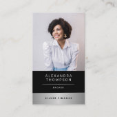 Moderne Silver Stripe Professional-foto van elegan Visitekaartje (Voorkant)