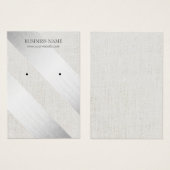 Moderne Silver Stripes Faux Linen Earring-beeldsch Visitekaartjes (Voorkant /achterkant)