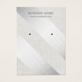 Moderne Silver Stripes Faux Linen Earring-beeldsch Visitekaartjes (Voorkant)