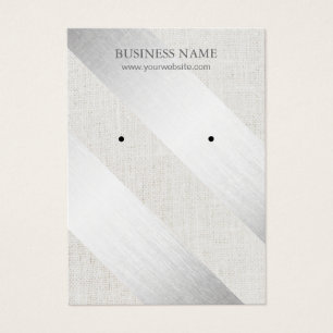 Moderne Silver Stripes Faux Linen Earring-beeldsch Visitekaartjes