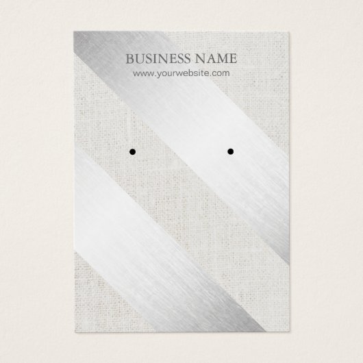 Moderne Silver Stripes Faux Linen Earring-beeldsch Visitekaartjes (Voorkant)