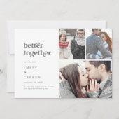 Moderne Silver Typografie Beter samen 3 Foto Save The Date (Voorkant)