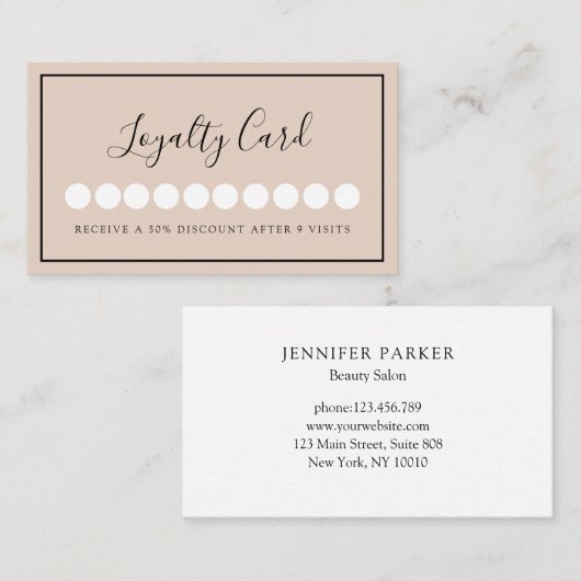 Moderne Simpel Beige Loyaliteit Visitekaartje (Voorkant / Achterkant)