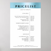 Moderne SimpelBlue Salon Prijslijst Poster (Voorkant)