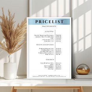 Moderne SimpelBlue Salon Prijslijst Poster