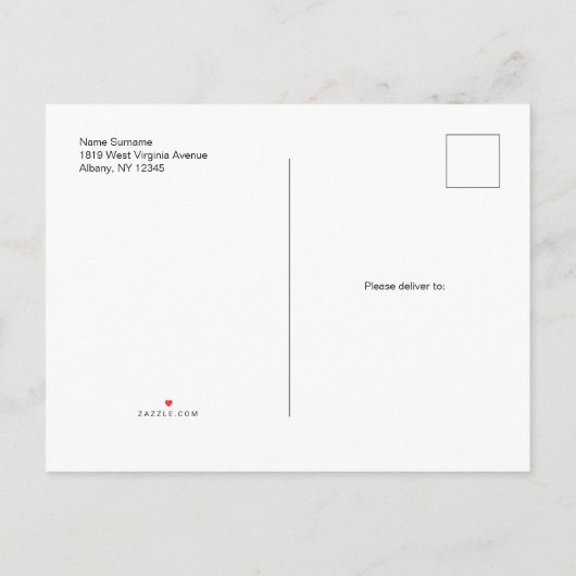 Moderne simpele aankondiging van briefkaart (Achterkant)