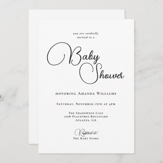 Moderne Simpele Baby Shower Kaart (Voorkant / Achterkant)