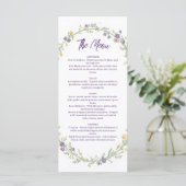 Moderne simpele bloemige Boho bruiloft Menu (Staand voorkant)