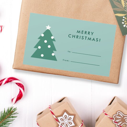 Moderne Simpele Boom Icoon Prettig Kerstfeest Rechthoekige Sticker