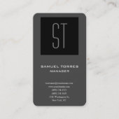 Moderne simpele creatieve monogram zwart grijs visitekaartje (Voorkant)