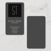 Moderne simpele creatieve monogram zwart grijs visitekaartje (Voorkant / Achterkant)