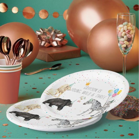 Moderne Simpele Feestbeest Waterverf Papieren Bordje (Multi)
