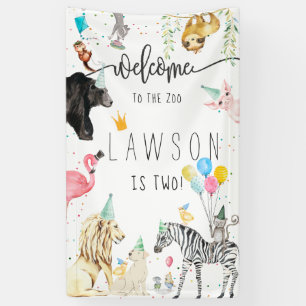 Moderne Simpele Feestelijke Dieren Verjaardags Wel Spandoek