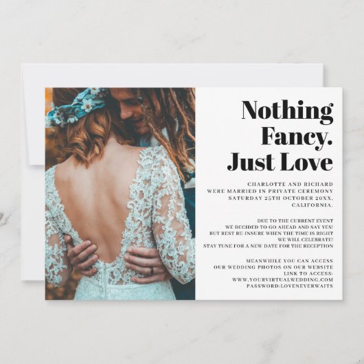 Moderne, simpele liefde voor de huwelijksfoto op d aankondiging (Voorkant)