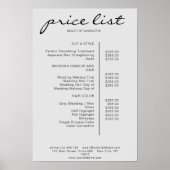 Moderne Simpele Prijslijst Poster (Voorkant)