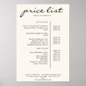 Moderne Simpele Prijslijst Poster (Voorkant)
