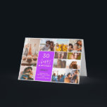 Moderne simpele verjaardag paars 12 fotocollage kaart<br><div class="desc">Moderne,  horizontale,  eenvoudige verjaardagscollage paarse 12 foto's met pastelzwart roze en paarse bewerkbare kleuren en moderne typografie. 30e verjaardag!</div>