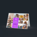 Moderne simpele verjaardag paars 12 fotocollage kaart<br><div class="desc">Moderne,  horizontale,  eenvoudige verjaardagscollage paarse 12 foto's met pastelzwart roze en paarse bewerkbare kleuren en moderne typografie. 30e verjaardag!</div>